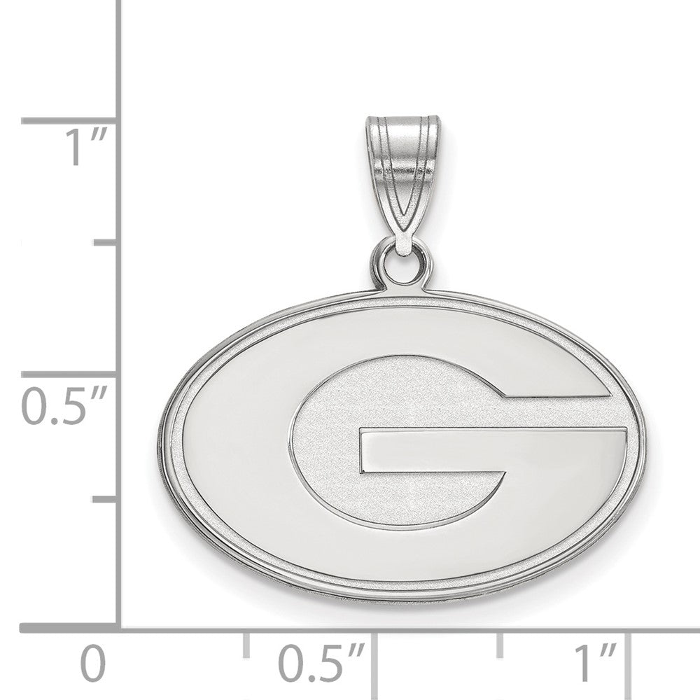 Sterling Silver Rhodium-plated University of Georgia Medium Pendant