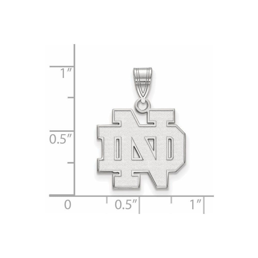 Sterling Silver Rhodium-plated U. of Notre Dame Medium Pendant
