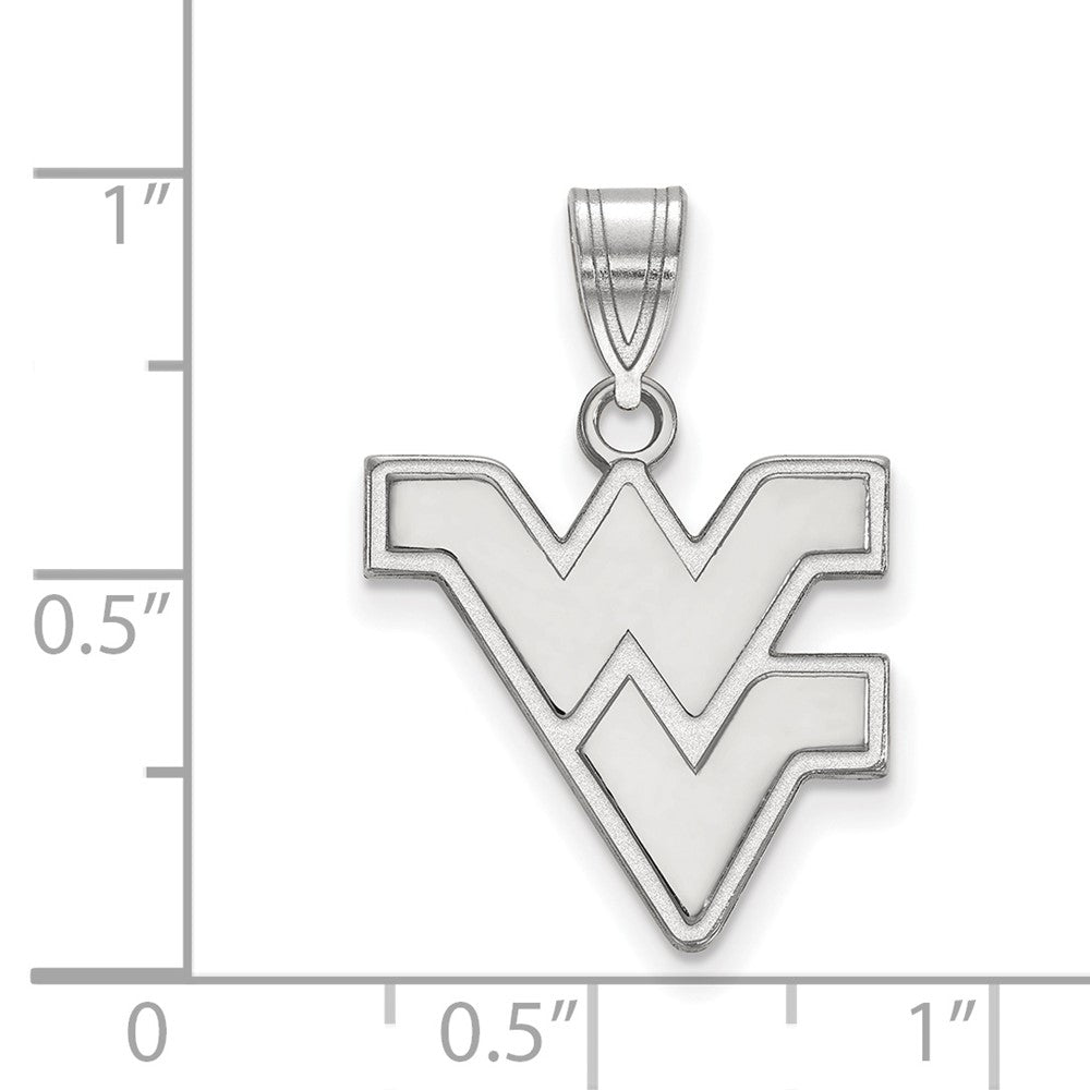Sterling Silver Rhodium-plated West Virginia University Medium Pendant