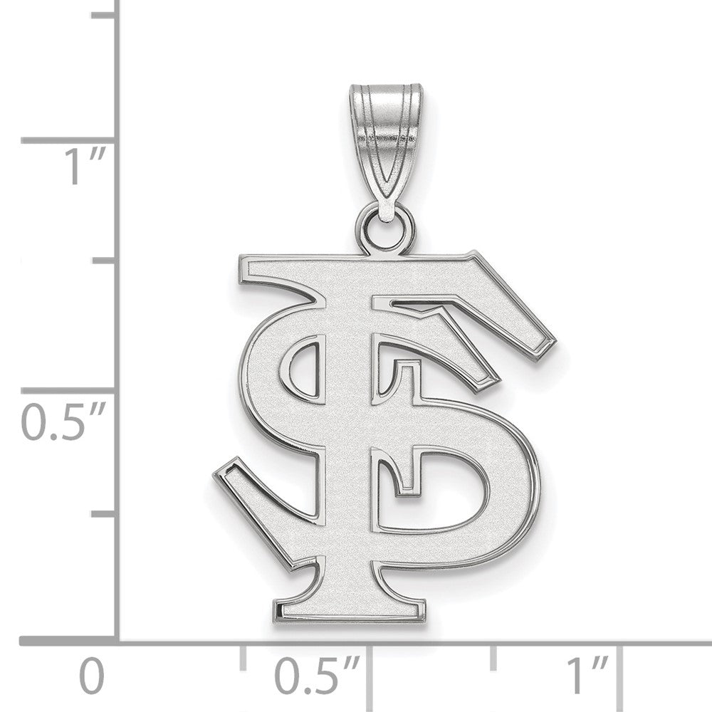 Sterling Silver Rhodium-plated Florida State University Large Pendant