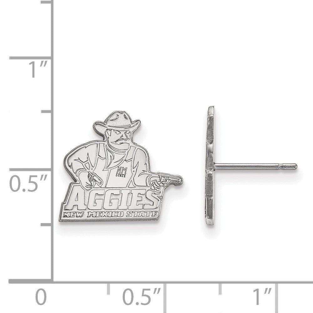 Sterling Silver Rhodium-plated New Mexico State U. Small Post Earrings