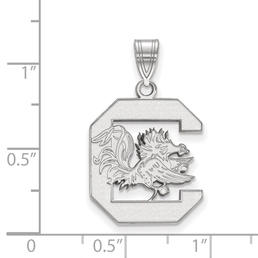 Sterling Silver Rhodium-plated U. of South Carolina Large Pendant