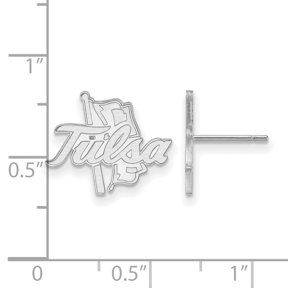 Sterling Silver Rhodium-plated University of Tulsa Small Post Earrings