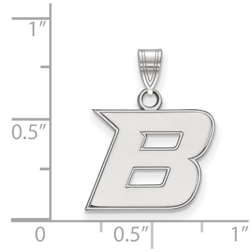 Sterling Silver Rhodium-plated Boise State University Small Pendant