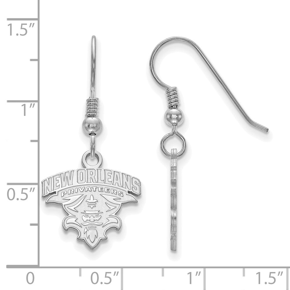 Sterling Silver Rhodium-plated U. of New Orleans Small Dangle Earrings