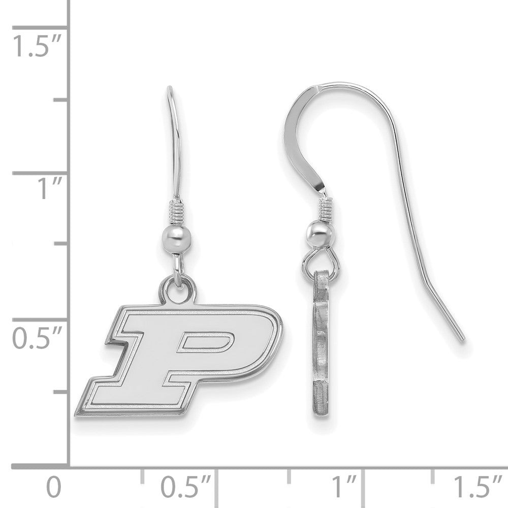 Sterling Silver Rhodium-plated Purdue XS Dangle Wire Earrings