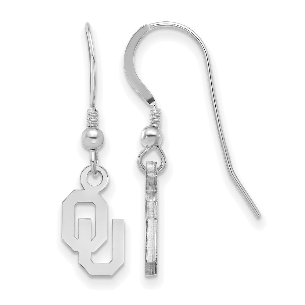 Sterling Silver Rhodium-plated Univ. of Oklahoma XS Dangle Earrings