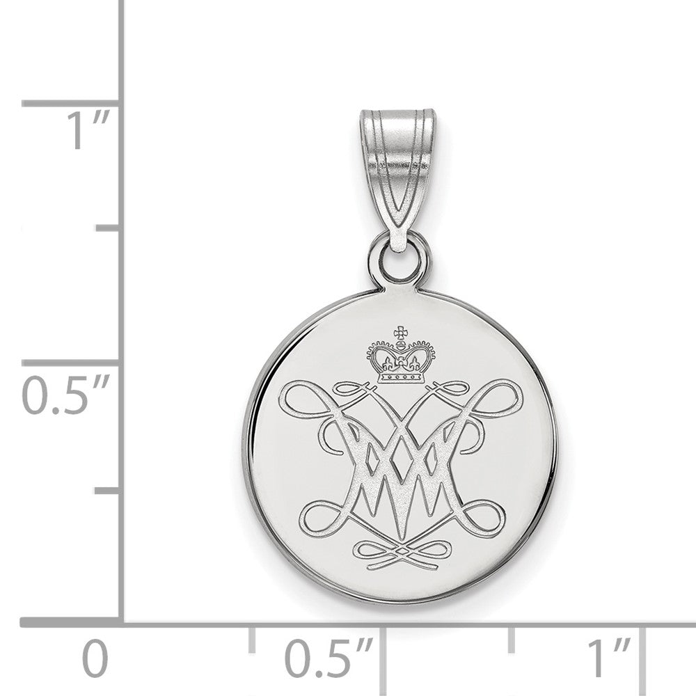 Sterling Silver Rhodium-plated William and Mary Medium Disc Pendant