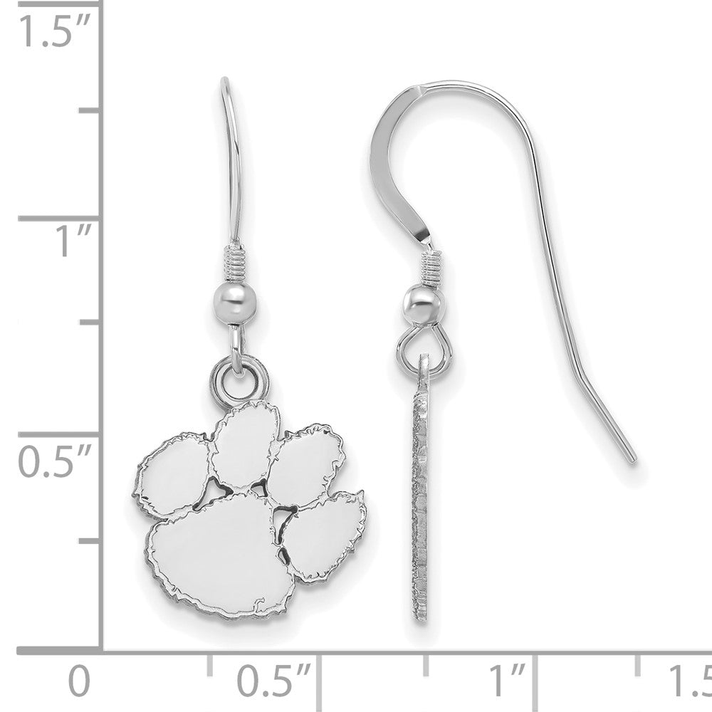 Sterling Silver Rhodium-plated Clemson University Small Dangle Earrings