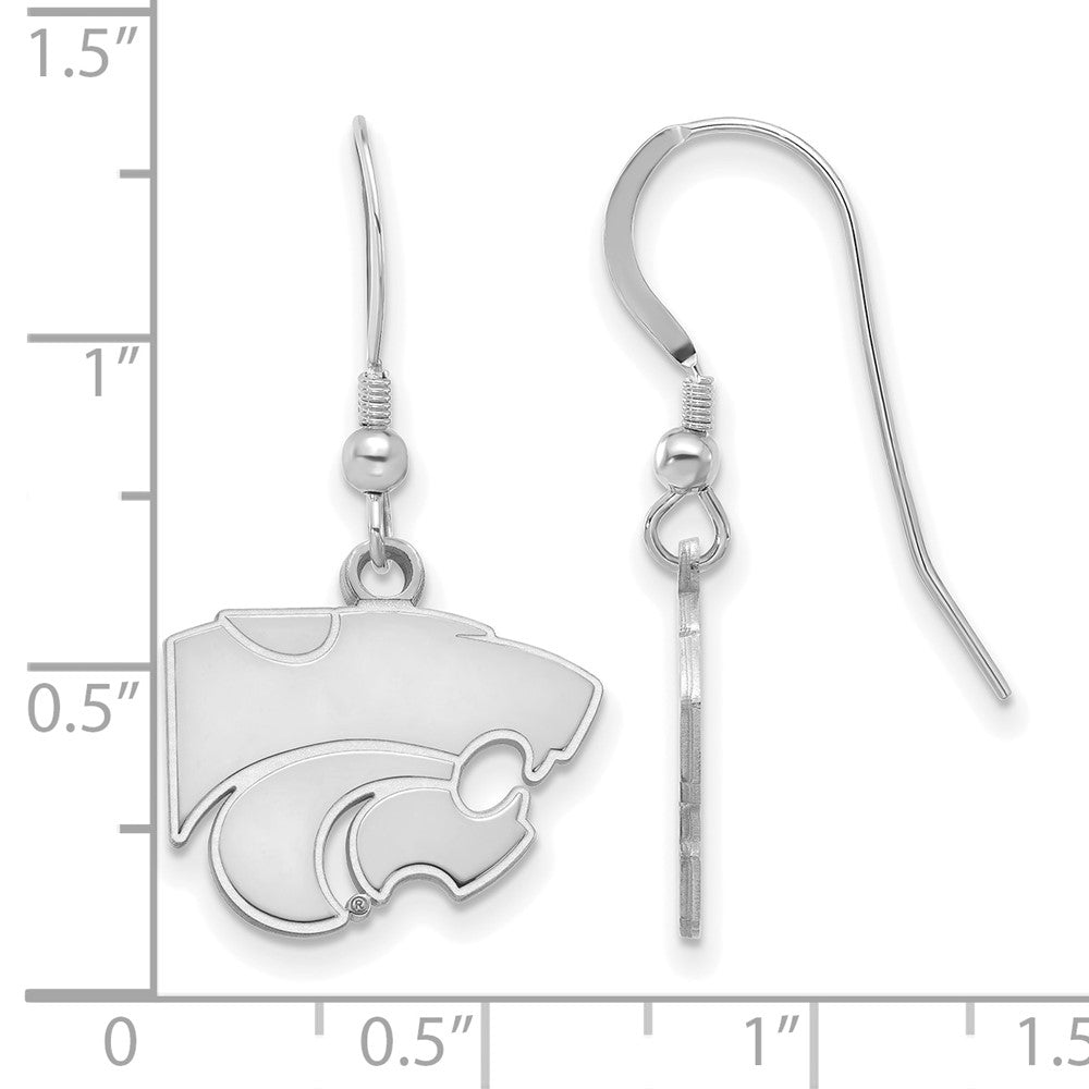 Sterling Silver Rhodium-plated Kansas State Univ. Small Dangle Earrings