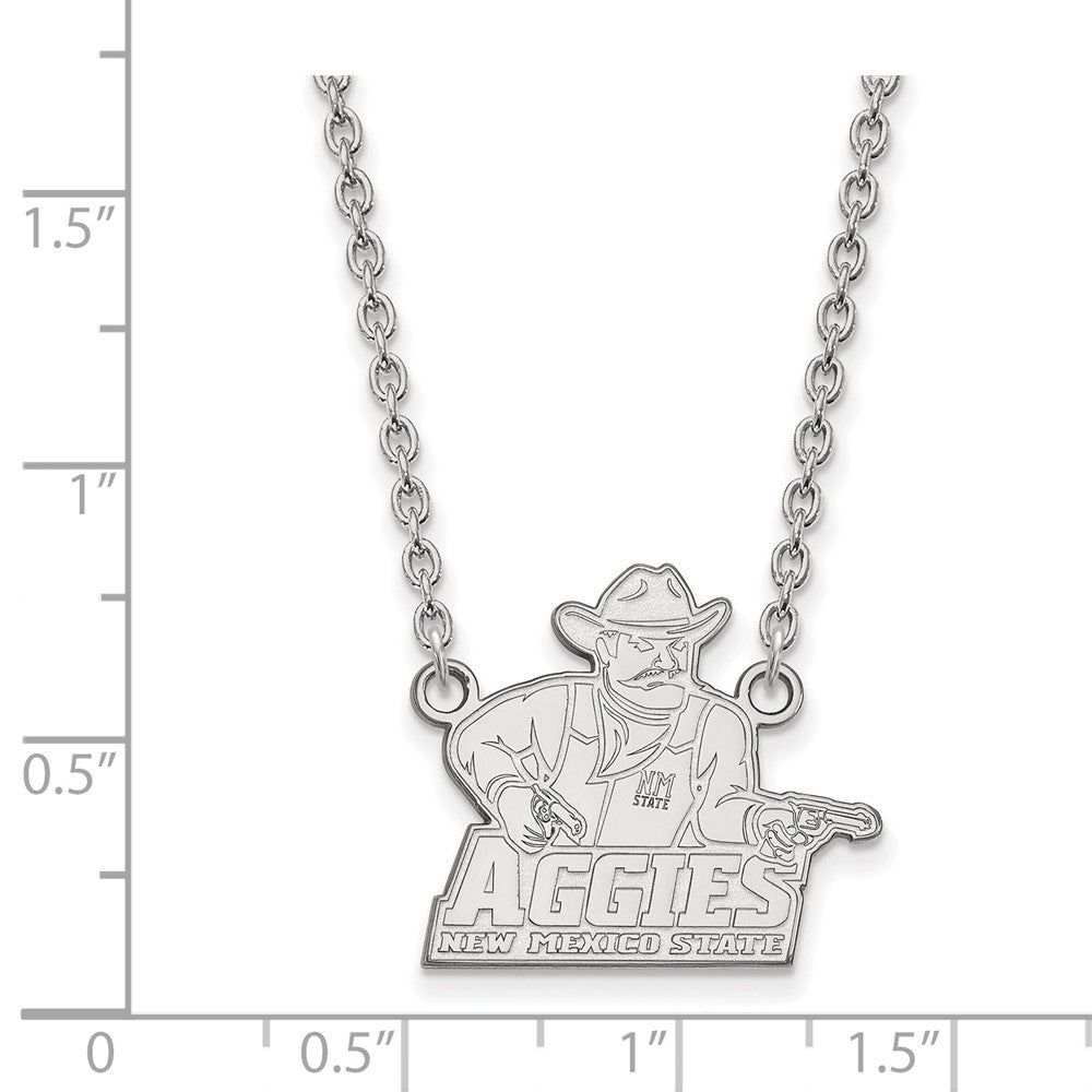Sterling Silver Rhodium-plated New Mexico State U Large Pendant Necklace