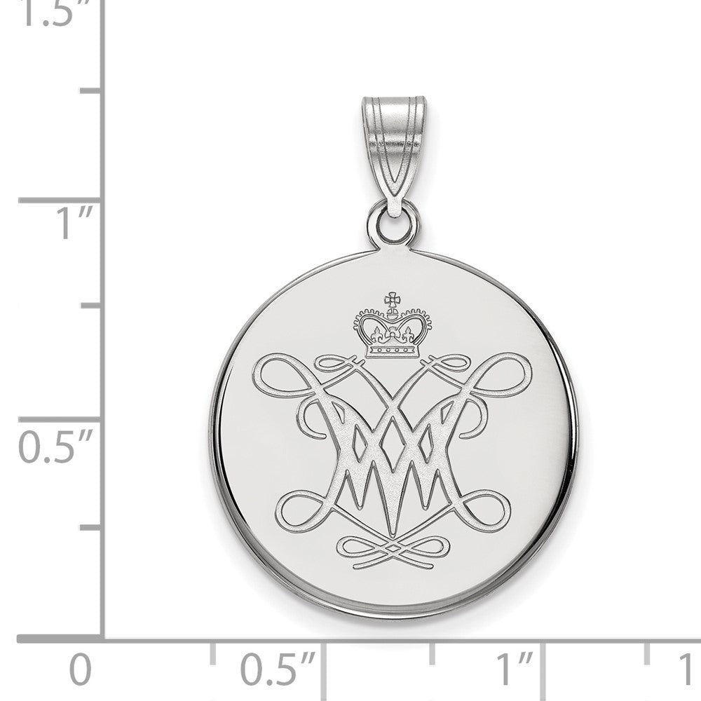 Sterling Silver Rhodium-plated William and Mary Large Disc Pendant