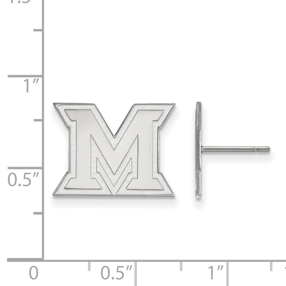 Sterling Silver Rhodium-plated Miami University Small Post Earrings