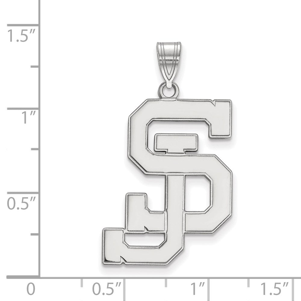 Sterling Silver Rhodium-plated San Jose State University XL Pendant