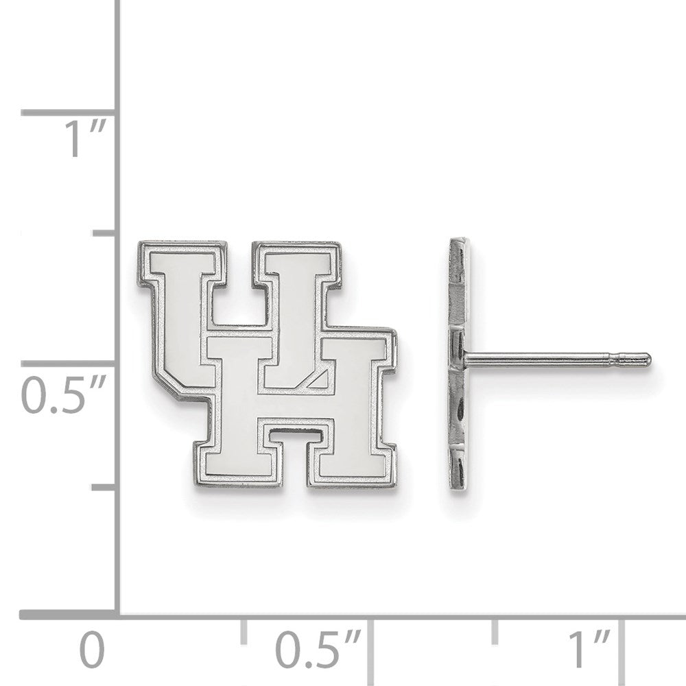 Sterling Silver Rhodium-plated University of Houston Small Post Earrings