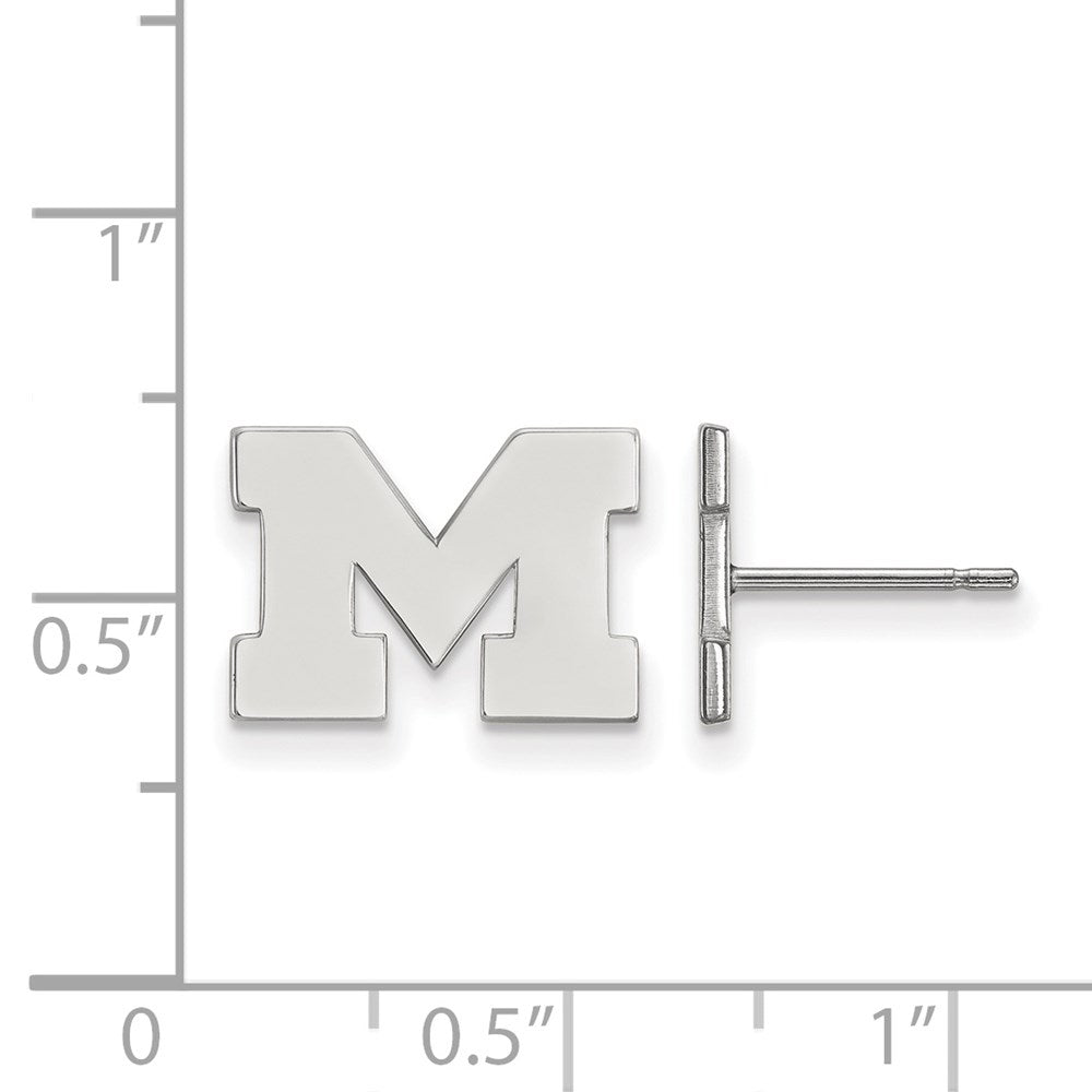 Sterling Silver Rhodium-plated University of Michigan XS Post Earrings