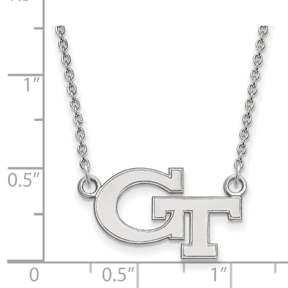 Sterling Silver Rhodium-plated Georgia Tech Small Pendant Necklace