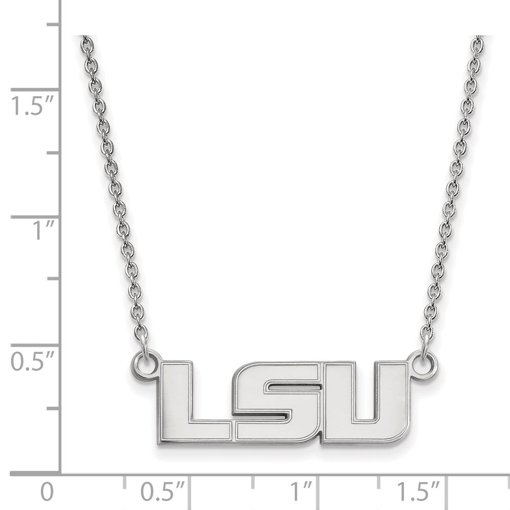 Sterling Silver Rhodium-plated Louisiana State U. Small Pendant Necklace