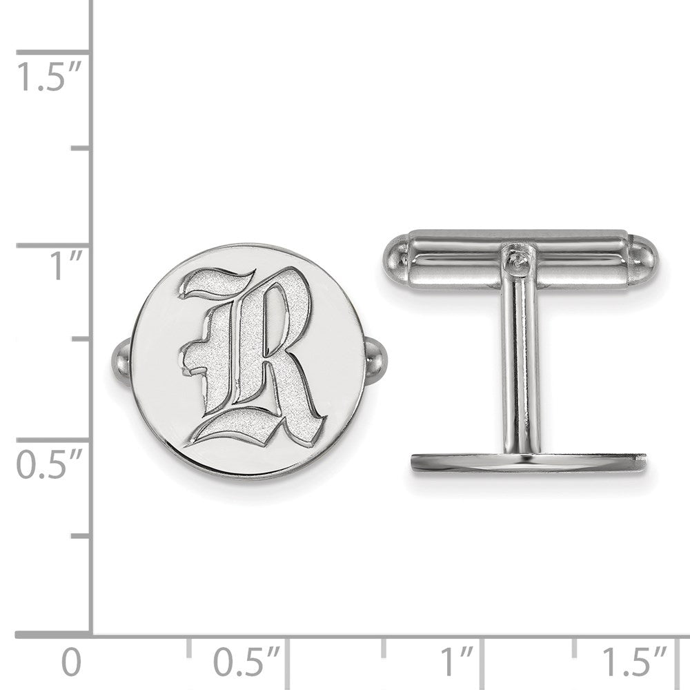 Sterling Silver Rhodium-plated Rice University Cuff Links