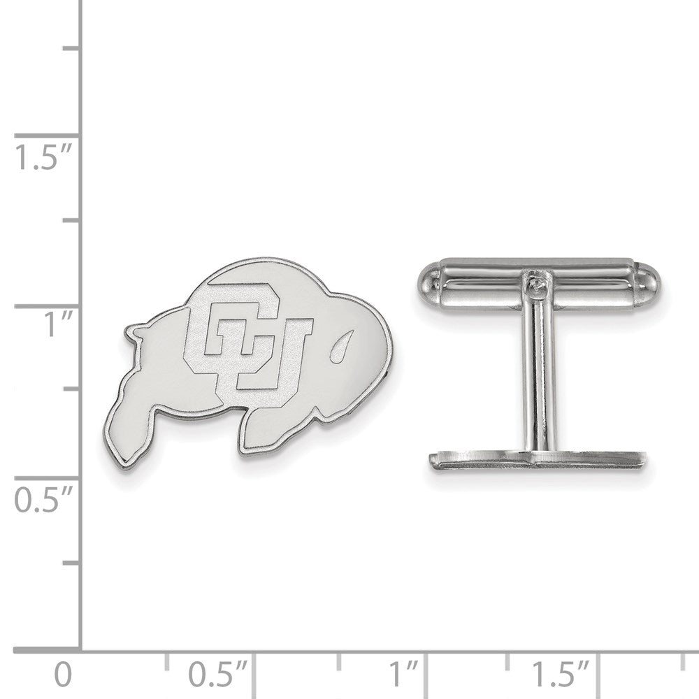 Sterling Silver Rhodium-plated University of Colorado Cuff Links