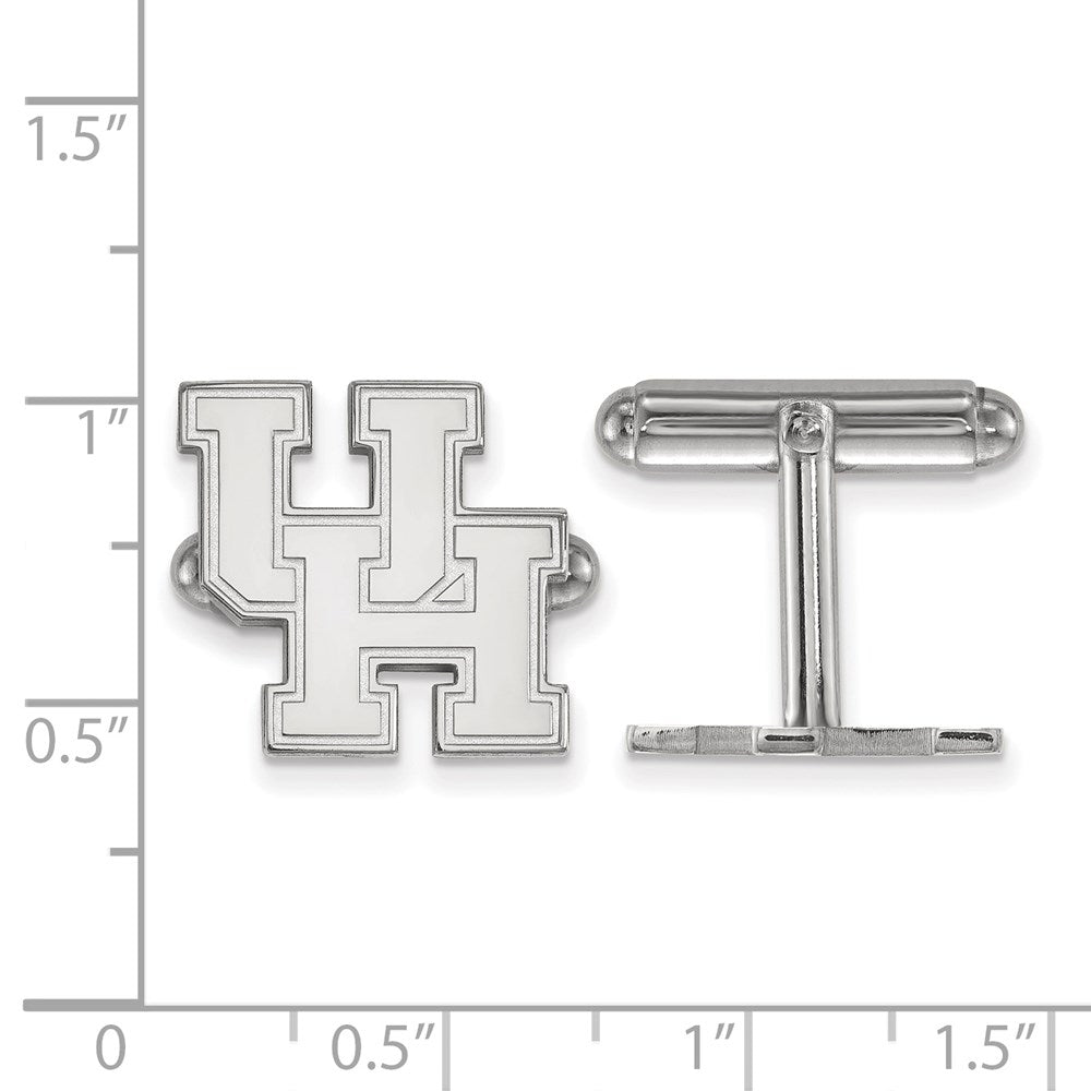 Sterling Silver Rhodium-plated University of Houston Cuff Links