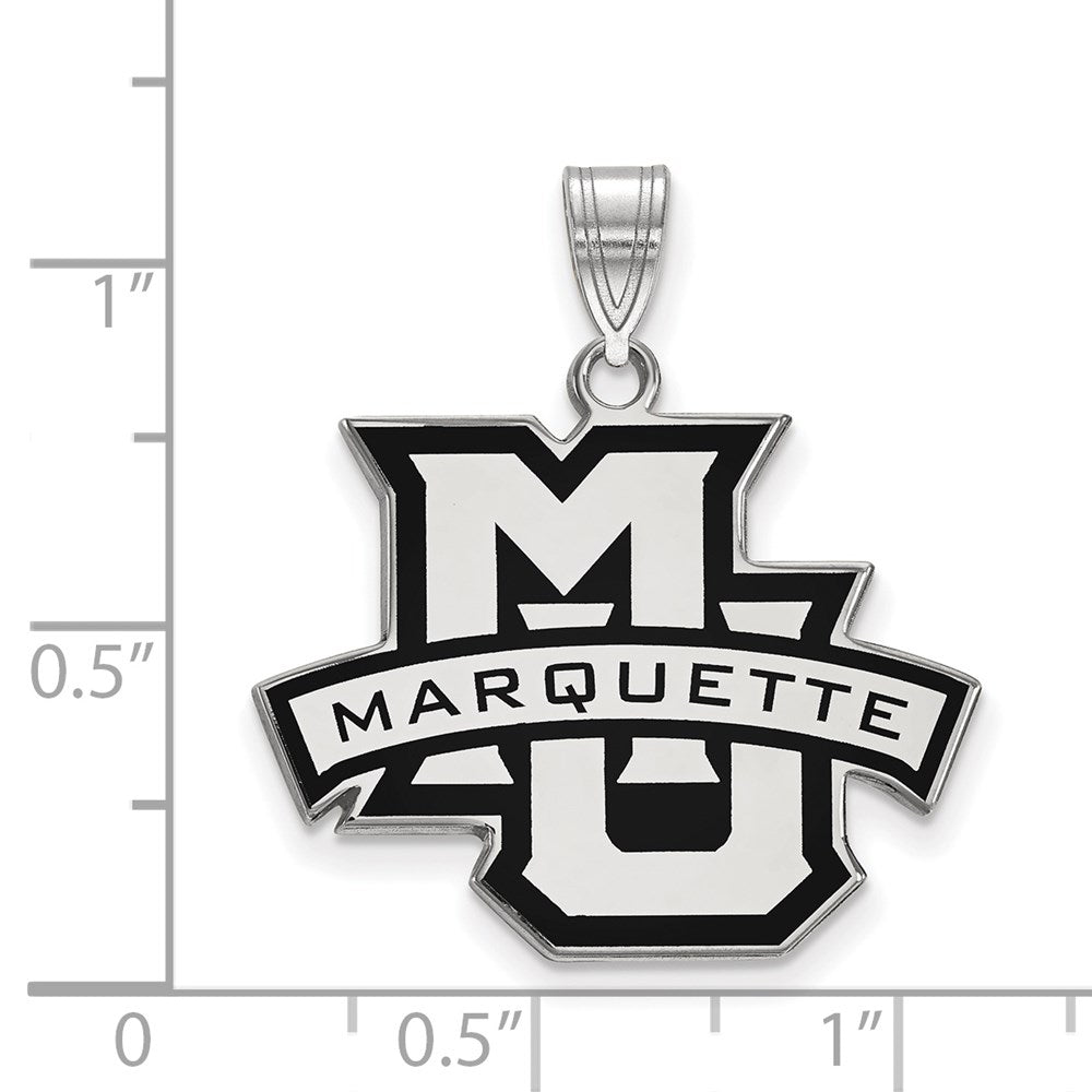 Sterling Silver Rhodium-plated Marquette Univ. Large Enamel Pendant