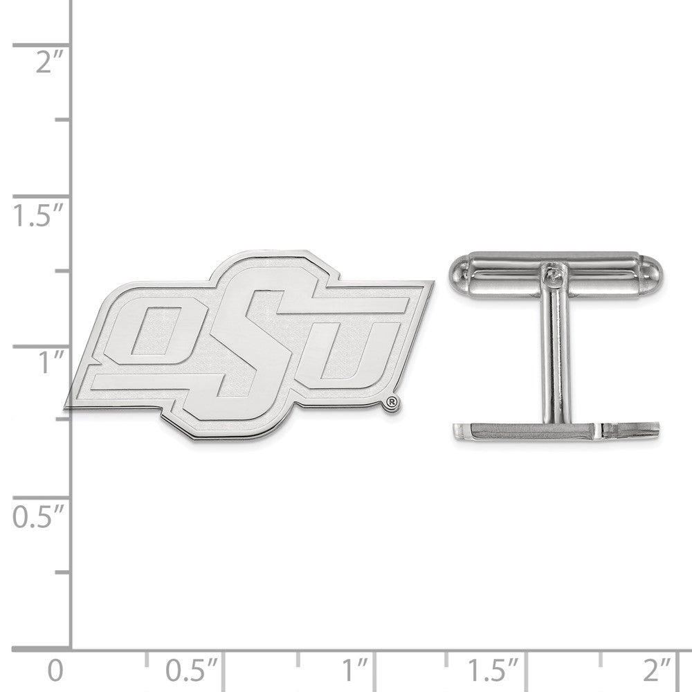 Sterling Silver Rhodium-plated Oklahoma State University Cuff Links