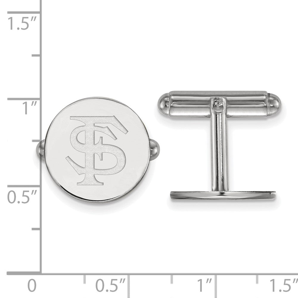 Sterling Silver Rhodium-plated Florida State University F-S Cuff Links