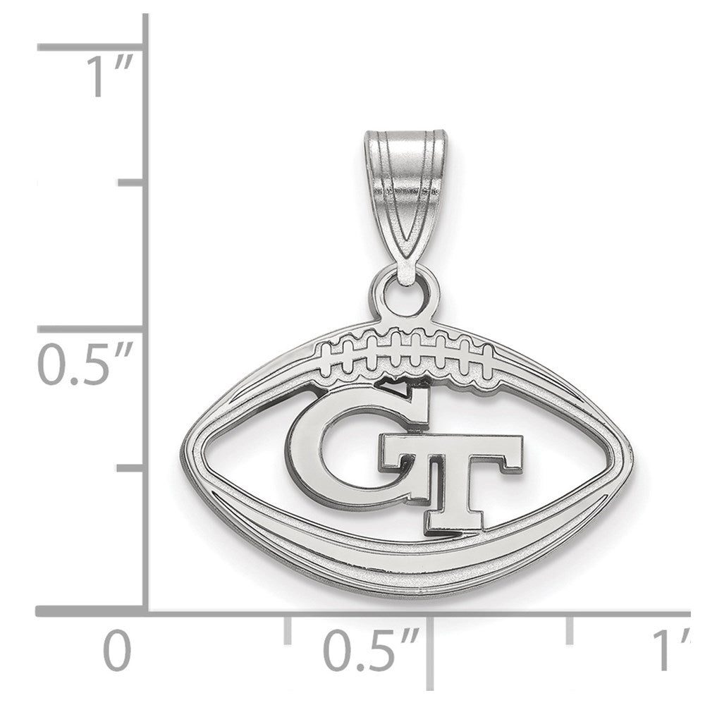 Sterling Silver Rhodium-plated Georgia Tech G-T Football Pendant