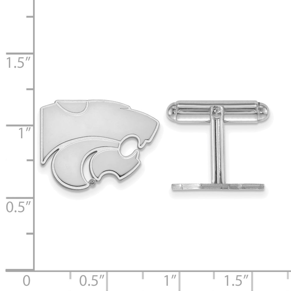 Sterling Silver Rhodium-plated Kansas State University Cuff Links