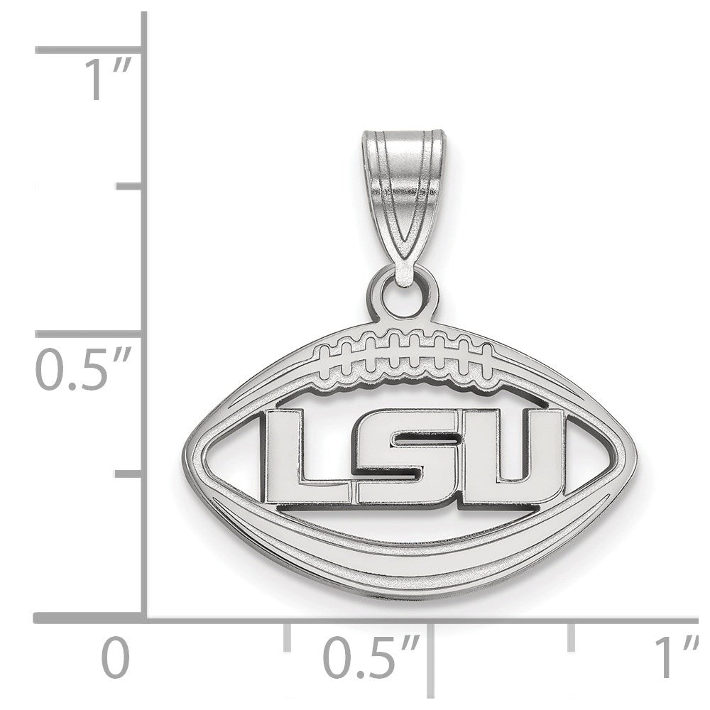 Sterling Silver Rhodium-plated Louisiana State U. Football Pendant