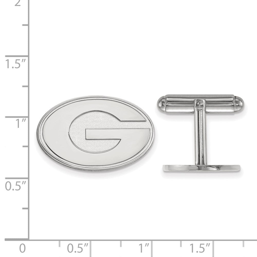 Sterling Silver Rhodium-plated University of Georgia Cuff Links