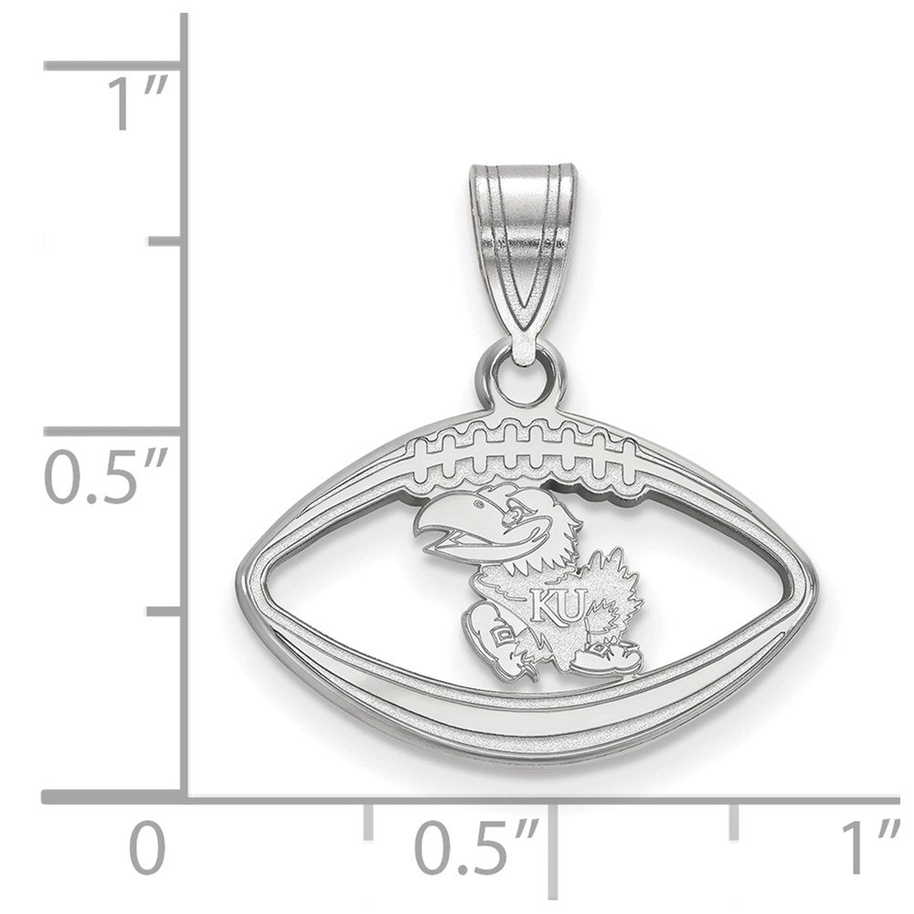 Sterling Silver Rhodium-plated University of Kansas Football Pendant