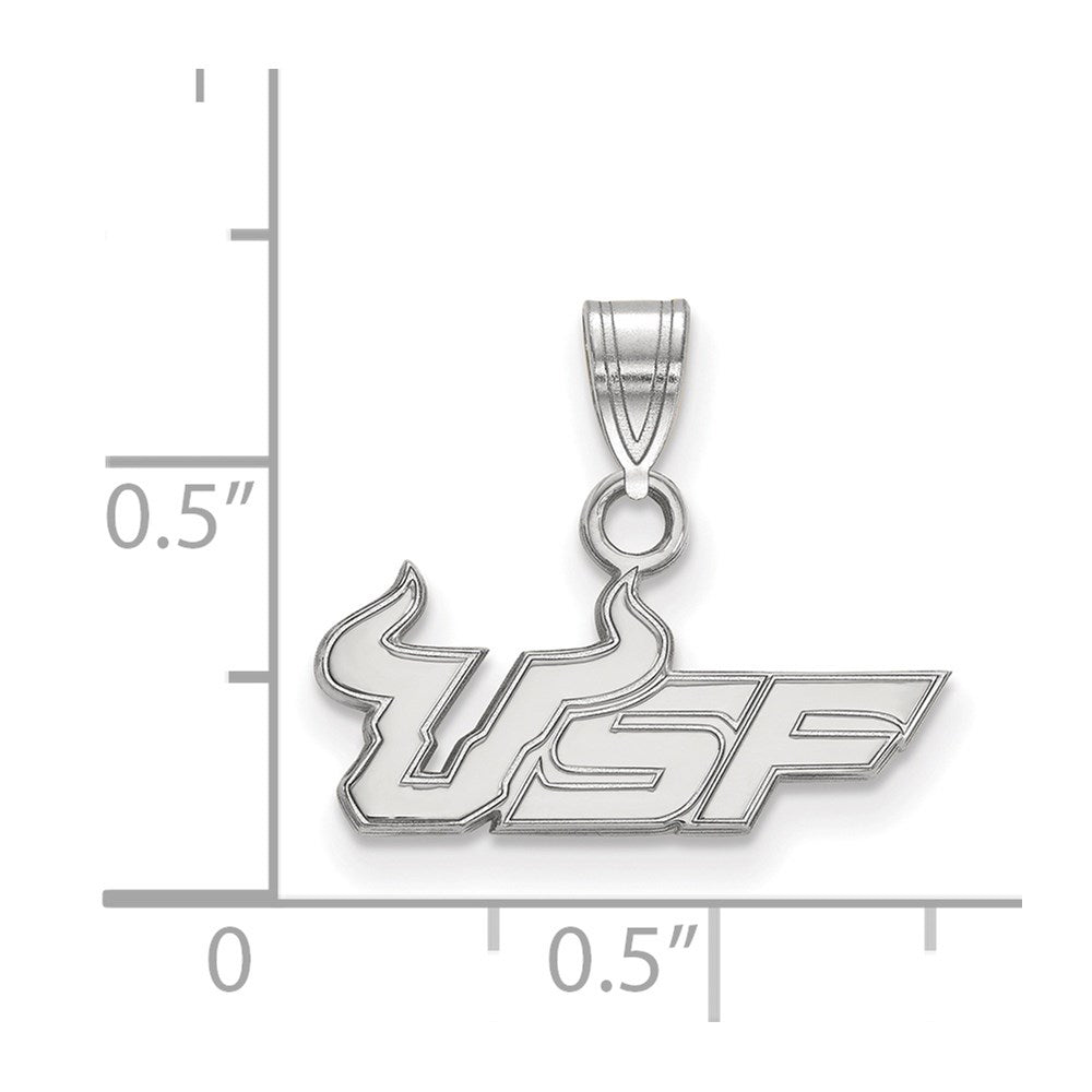 Sterling Silver Rhodium-plated University of South Florida Small Pendant
