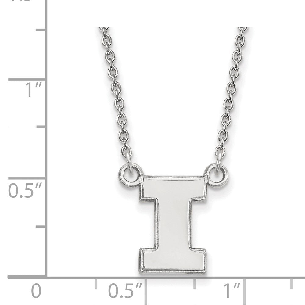 Sterling Silver Rhodium-plated University of Illinois Pendant Necklace