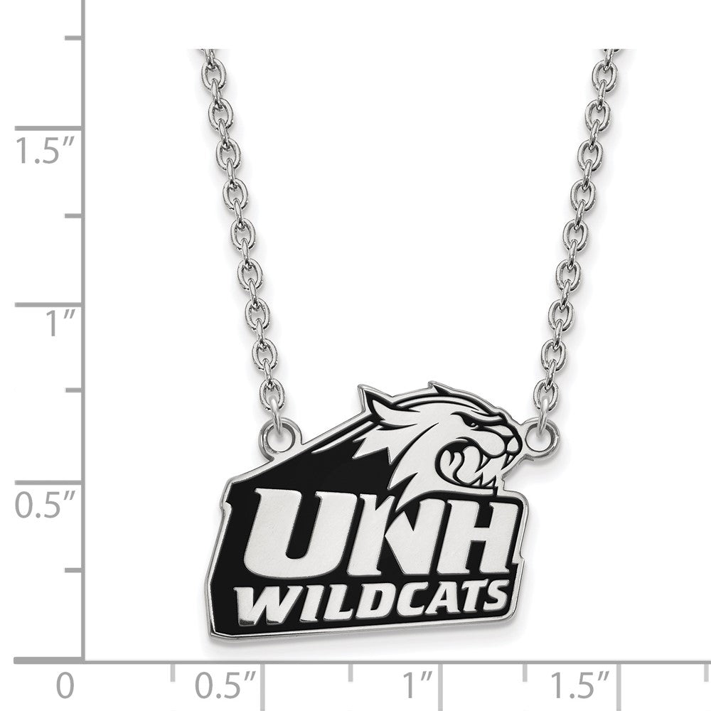 Sterling Silver Rhodium-plated U. of New Hampshire Large Enamel Necklace