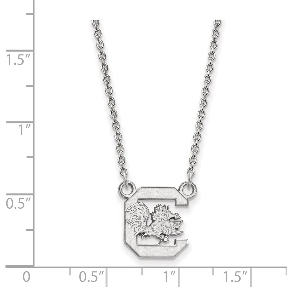 Sterling Silver Rhodium-plated U. of S. Carolina Small Pendant Necklace