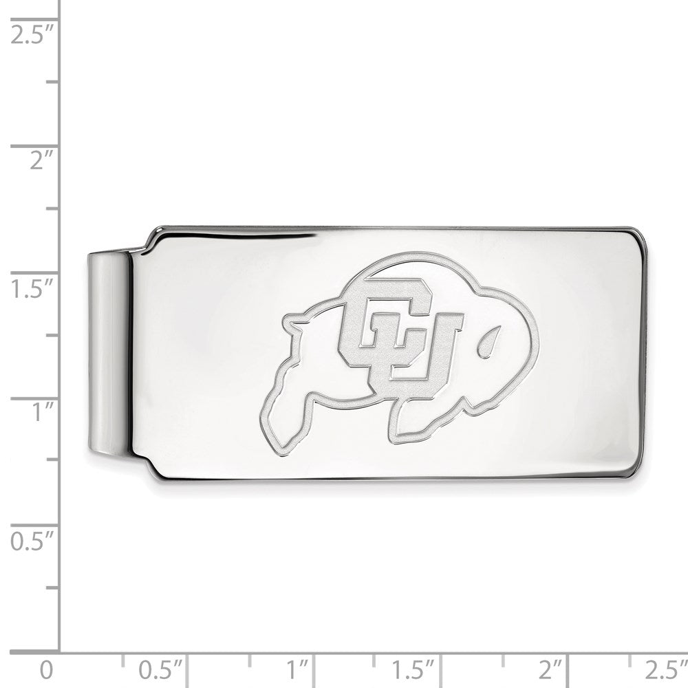 Sterling Silver Rhodium-plated University of Colorado Money Clip