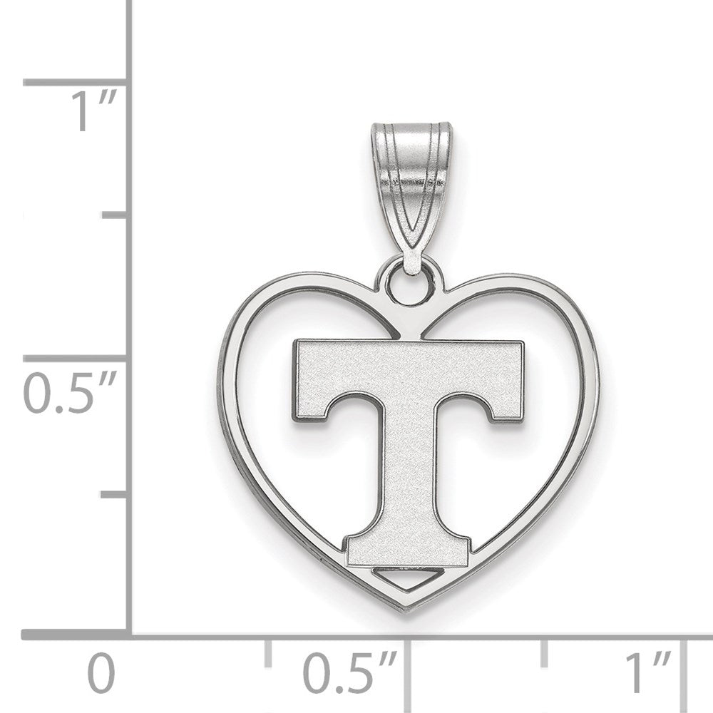 Sterling Silver Rhodium-plated U. of Tennessee Heart Pendant