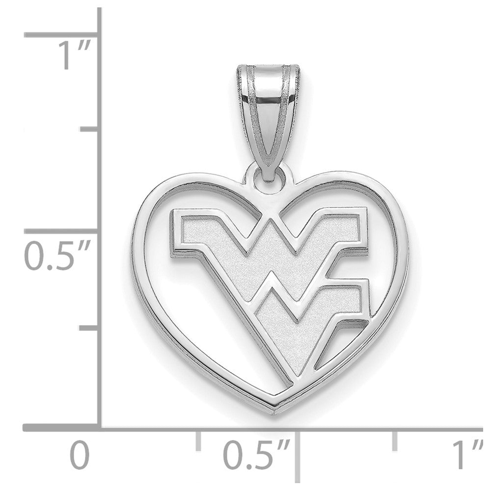 Sterling Silver Rhodium-plated West Virginia U. Heart Pendant