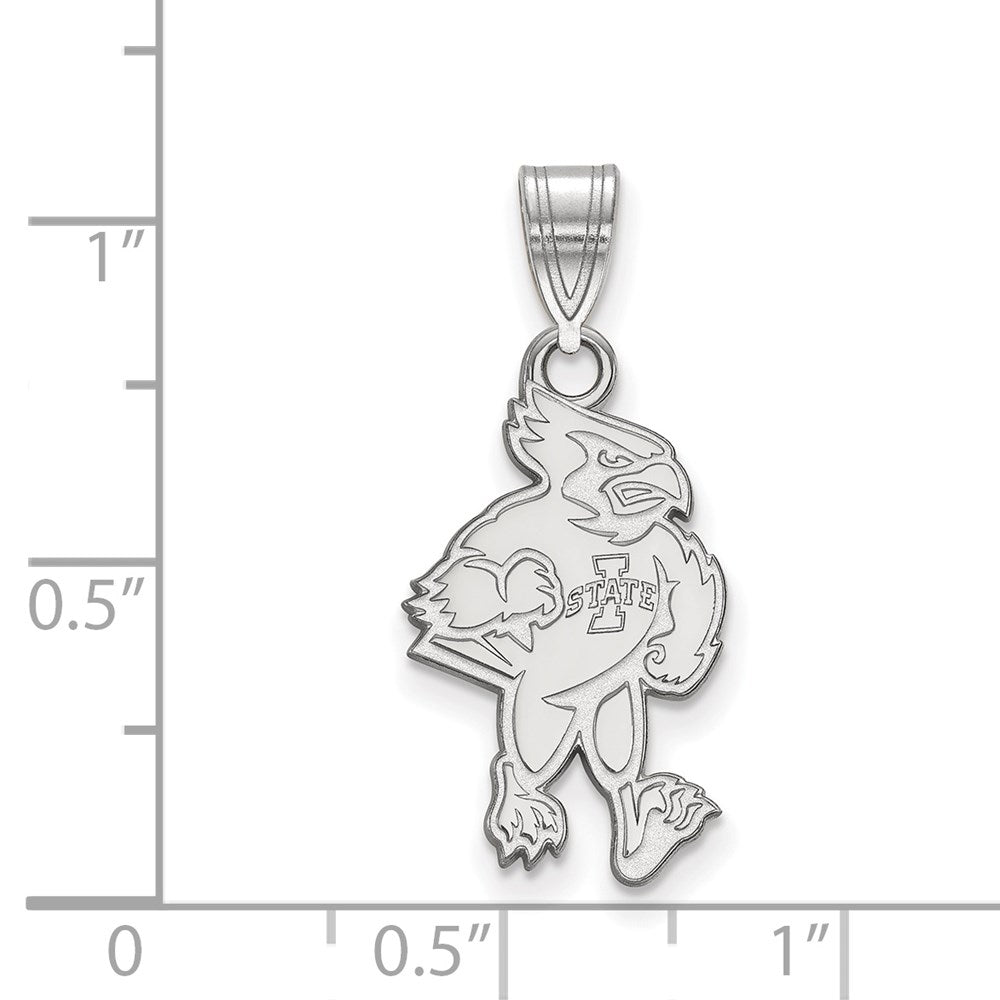 Sterling Silver Rhodium-plated Iowa State University Large Pendant