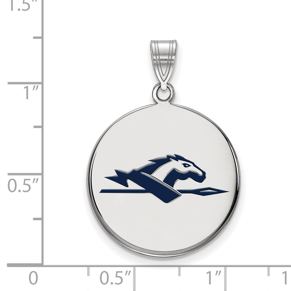 Sterling Silver Rhodium-plated Longwood University Large Enamel Pendant