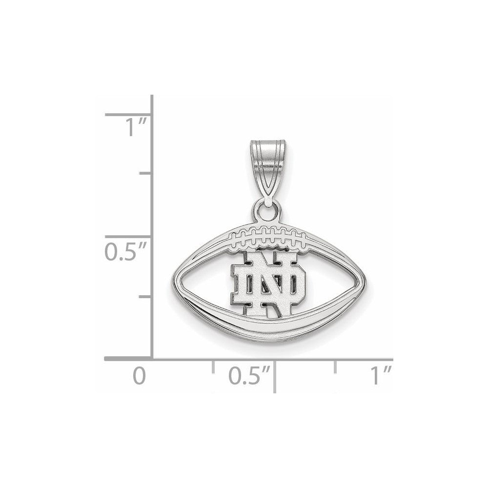 Sterling Silver Rhodium-plated Univ. of Notre Dame Football Pendant