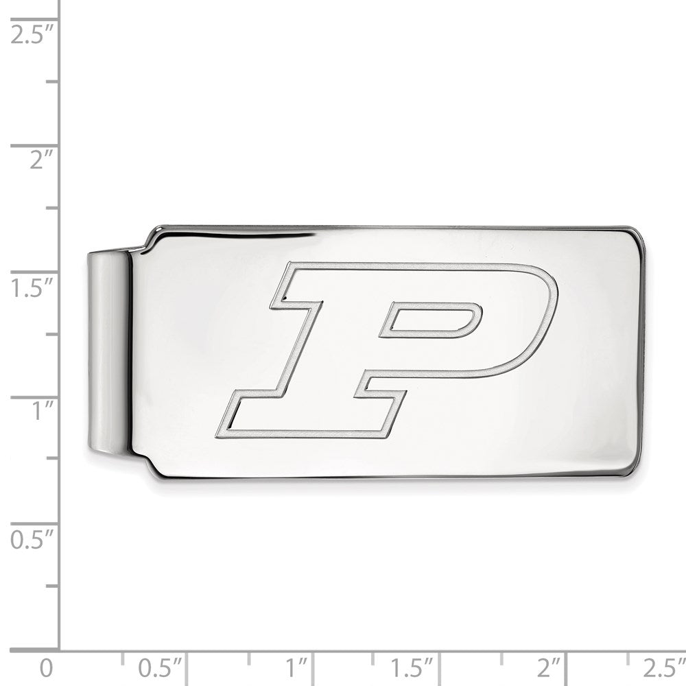 Sterling Silver Rhodium-plated Purdue Univ. Money Clip