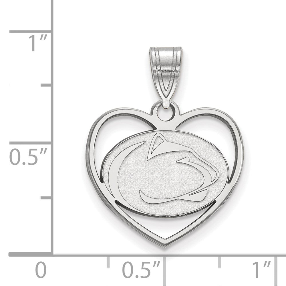 Sterling Silver Rhodium-plated Penn State University Heart Pendant