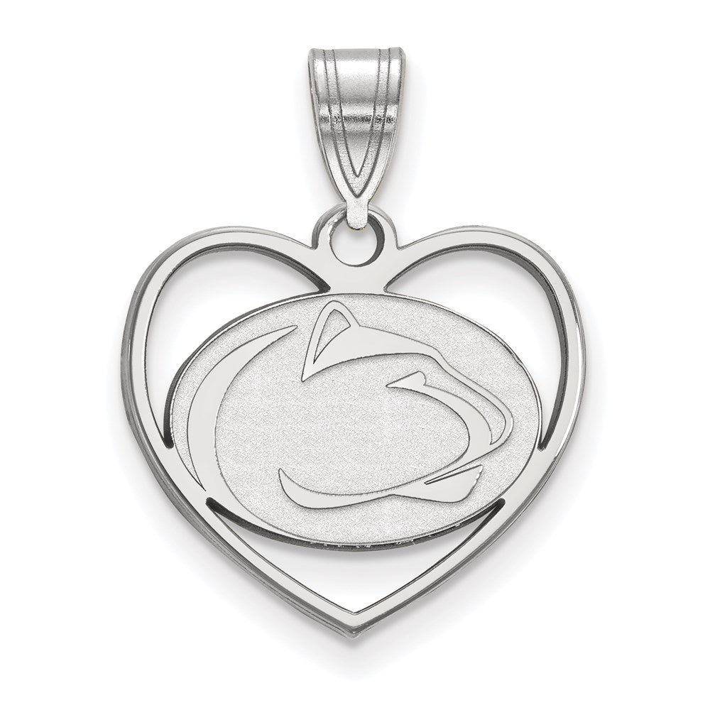 Sterling Silver Rhodium-plated Penn State University Heart Pendant