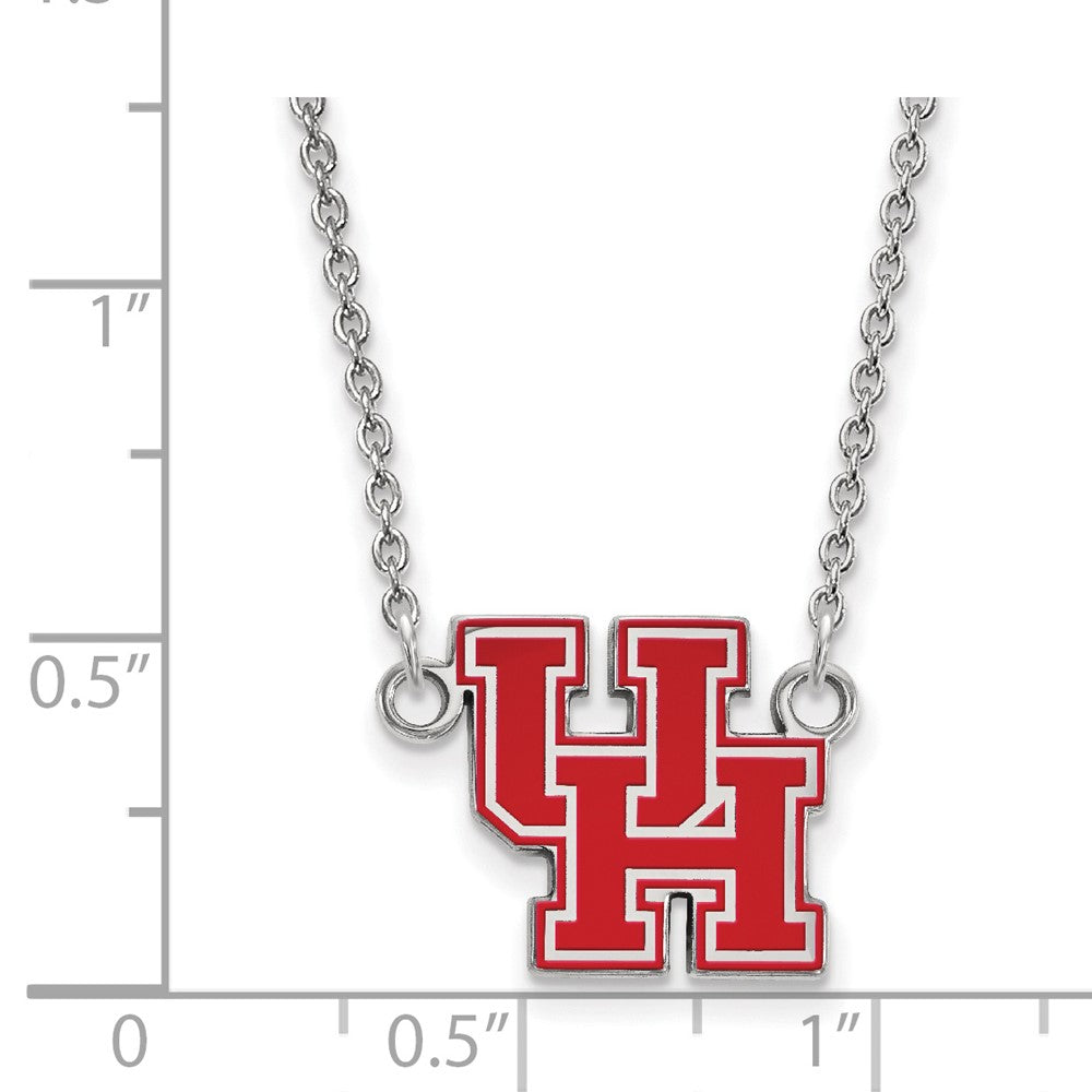 Sterling Silver Rhodium-plated U. of Houston Small Enamel Pendant Necklace