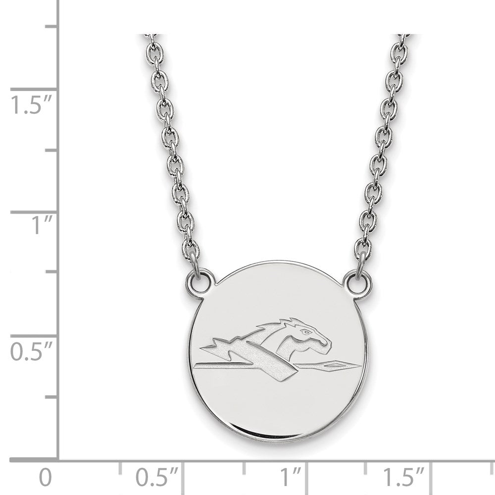 Sterling Silver Rhodium-plated Longwood U. Large Disc Pendant Necklace