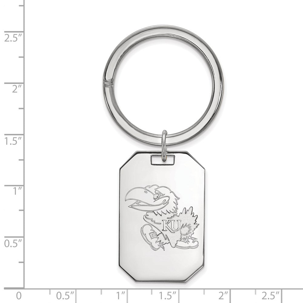 Sterling Silver Rhodium-plated University of Kansas Key Ring