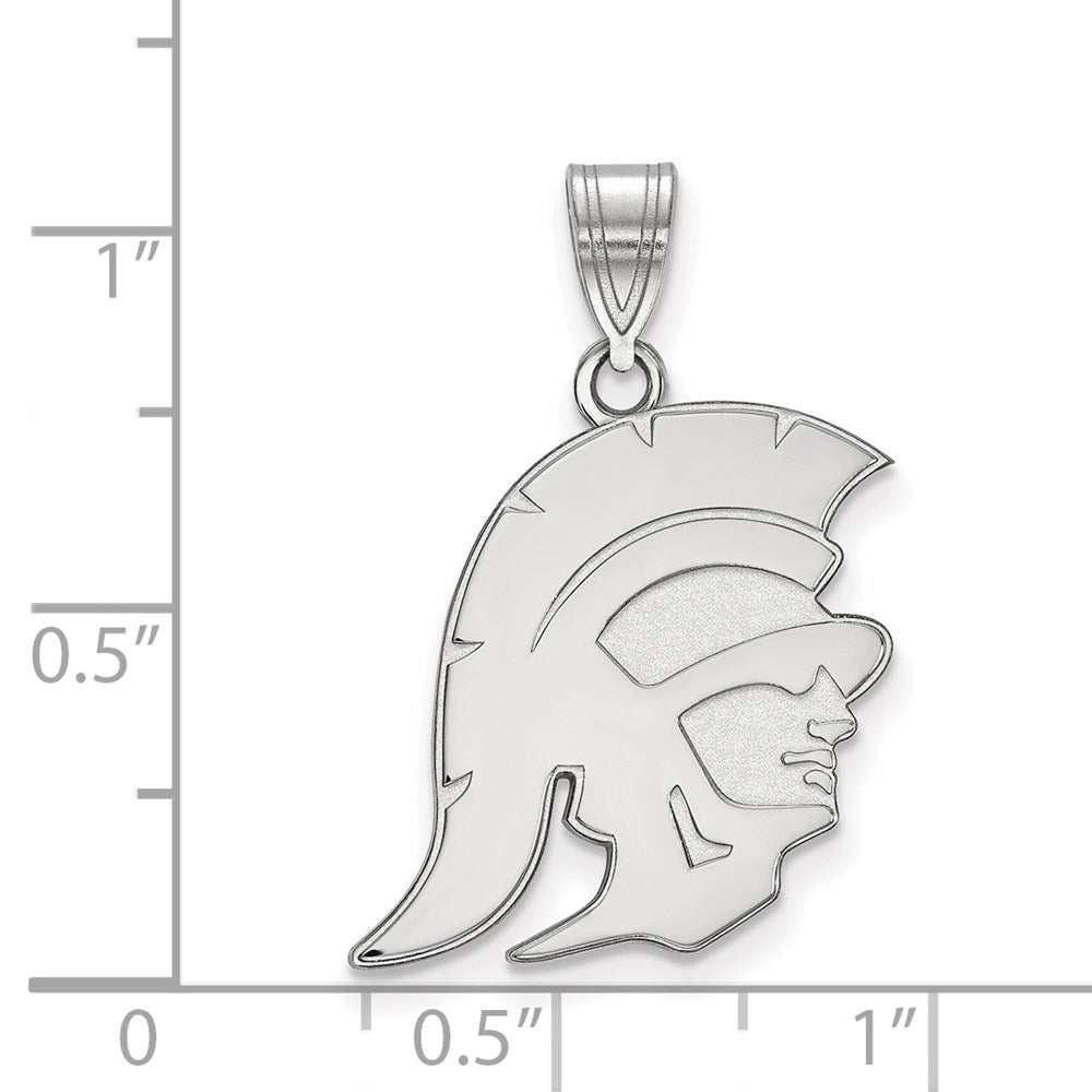 Sterling Silver Rhodium-plated U. of Southern California Large Pendant